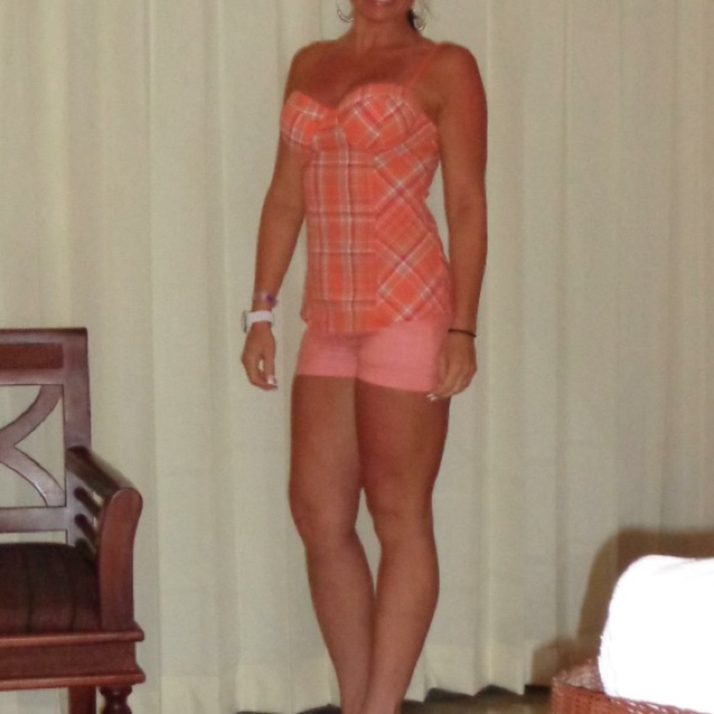 G by Guess Plaid Bustier Top